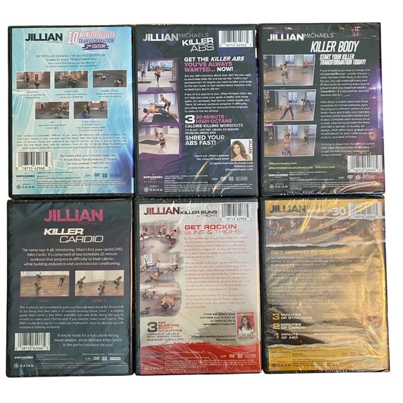 Lot of 6 Jillian Michaels Exercise Workout DVDs Killer Cardio Ripped in 30 Abs - Picture 8 of 10